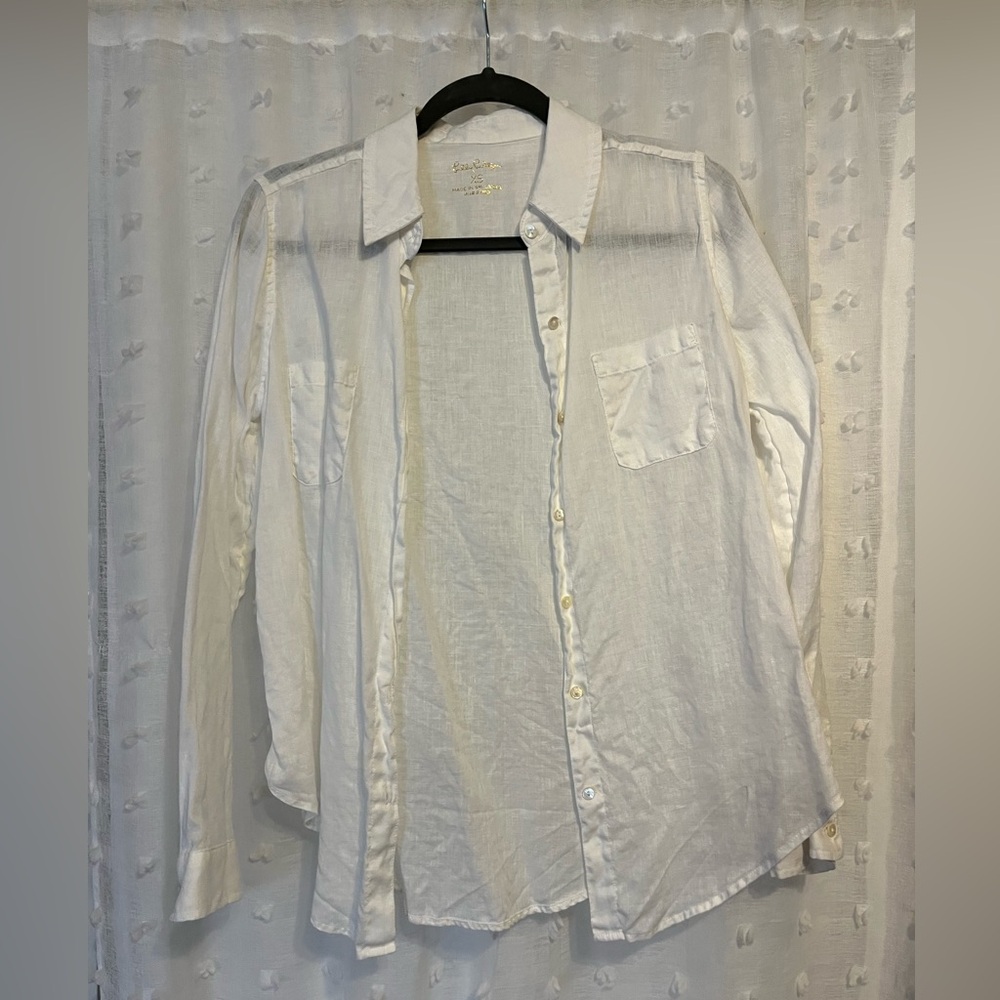 Lilly Pulitzer sea view linen button down